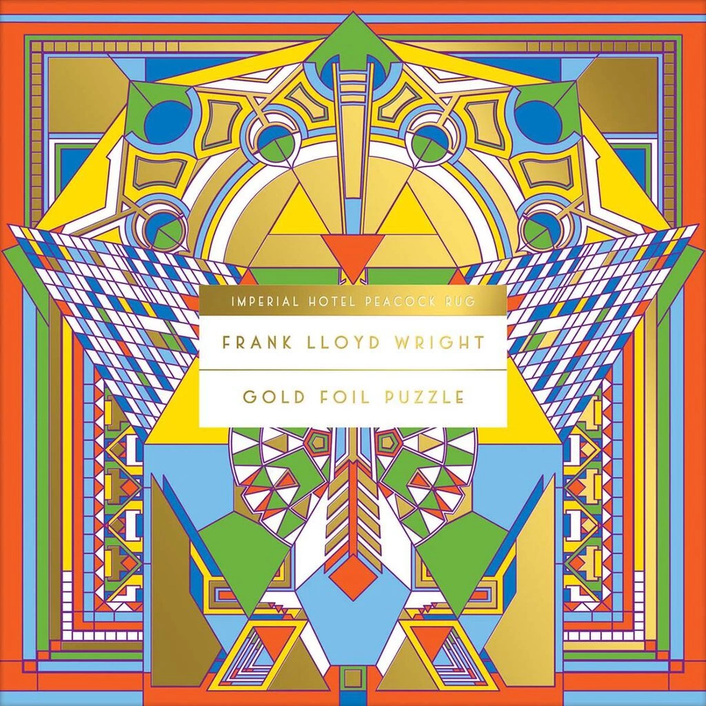 HausOfRex Frank Lloyd Wrigh TImperial Hotel Peacock Rug Gold Foil 500 Piece Looking Playing Loving 2 HausOfRex Frank Lloyd Wrigh TImperial Hotel Peacock Rug Gold Foil 500 Piece Looking Playing Loving