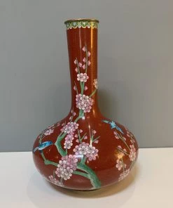 HausOfRex Looking Playing Loving Vintage Imperial Cloisonne Red Vase