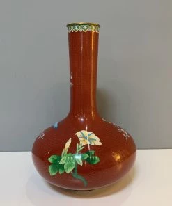 HausOfRex Looking Playing Loving Vintage Imperial Cloisonne Red Vase