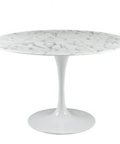 HausOfRex Tulip Table Dining / 48" Round / Faux Marble / White Base