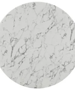 HausOfRex Tulip Table Dining / 48" Round / Faux Marble / White Base