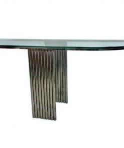 HausOfRex Art Deco Tubular Console Table In Chrome And Glass Living