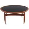 Dux Of Sweden Reversible Flip-Top Danish Modern Round Coffee Table Teak 39" DIAM 18.5 H