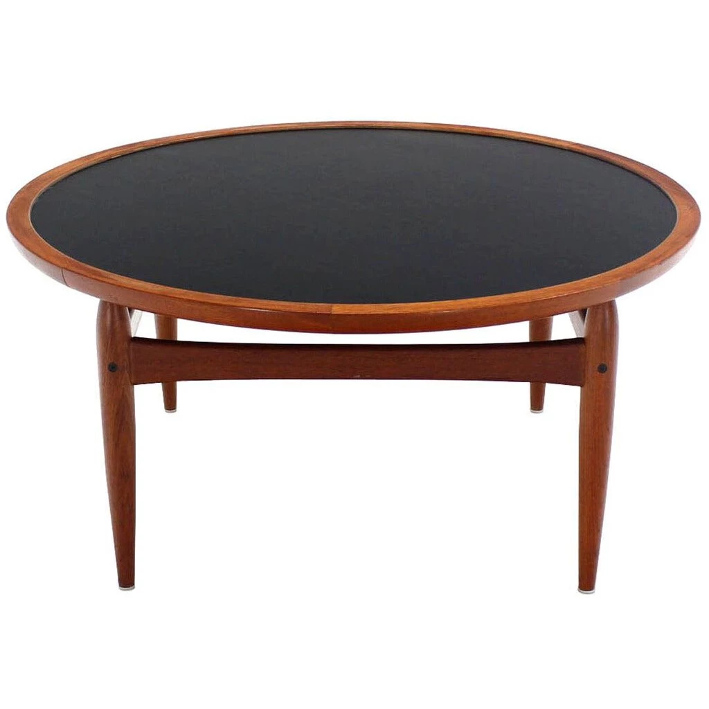 Dux Of Sweden Reversible Flip-Top Danish Modern Round Coffee Table Teak 39" DIAM 18.5 H 1 Dux Of Sweden Reversible Flip-Top Danish Modern Round Coffee Table Teak 39" DIAM 18.5 H