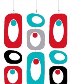 HausOfRex Mobile Art Curtain: Beatnik Party / Retro Colors / 24" X 23" (MINI) Looking Playing Loving