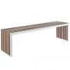 EEI-1430-Wal Stainless Steel W/ Walnut Inlay Bench - 60" X 15" X 16.5"