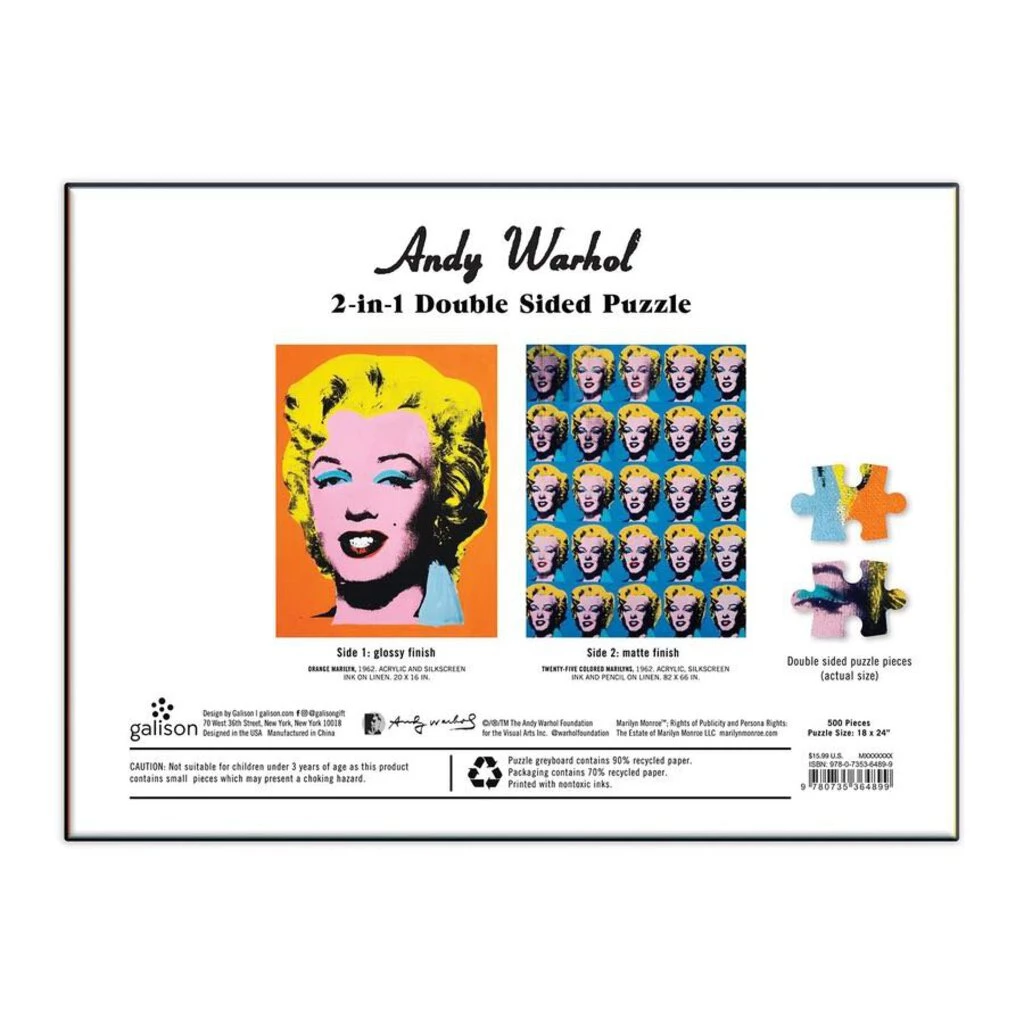 HausOfRex Andy Warhol Marilyn 2-in-1 Double-Sided Puzzle 500 Pcs. 5 HausOfRex Andy Warhol Marilyn 2-in-1 Double-Sided Puzzle 500 Pcs.