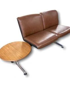 HausOfRex Living Krueger Leather Waiting Room Chair/Table Set H 31" X L 64" X D 26"