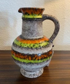 HausOfRex Looking Playing Loving Vintage 1970's Lava Vase In Orange/Yellow W/handle