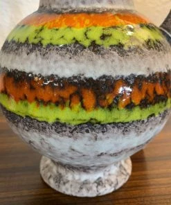 HausOfRex Looking Playing Loving Vintage 1970's Lava Vase In Orange/Yellow W/handle